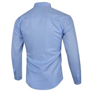 Men's Long Sleeve Dress Shirts Lightweight Button Down Business Shirts Classic Solid Color Slim Fit Shirt (Light Blue,3X-Large)