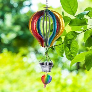 dreamsoul wind spinners outdoor, hanging hot air balloon wind spinner, metal wind sculptures & spinners for yard garden lawn decoration