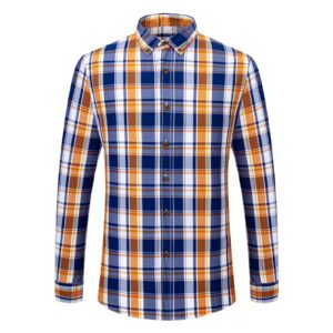 men's cotton striped dress shirt regular fit button down casual shirts plaid turn-down collar long sleeve shirts (blue 4,42)