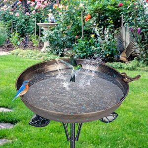 DREAMSOUL 26 Inch Pedestal Bird Bath with 4 Prongs Stake, Metal Bird Baths for Outdoors Garden Yard Patio Decor