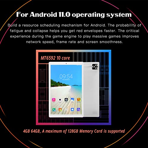 Jectse 10.1 Inch Tablet, 4GB RAM 64GB ROM 10 Core Tablet with 8MP 13MP Camera, 8000mAh 2.4G 5G WiFi Tablet Computer for 11, Silver