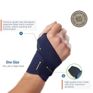 Comforband Adjustable Wrist Brace - for Joint Pain, Arthritis, Sprains, Strains, Instability, Gym, Sports, Golf, Tennis, Basketball - Adjustable Compression - One Size – fits left or right hand