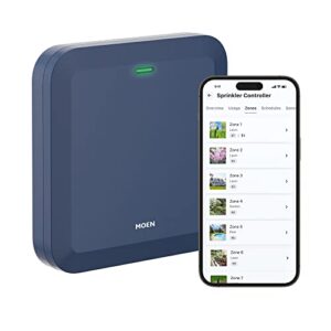 moen wicnt008g1usa 8-zone smart sprinkler controller, wi-fi connectible, automatic water timer, smart irrigation system, scheduling, adjustable, shutoff, easy to install
