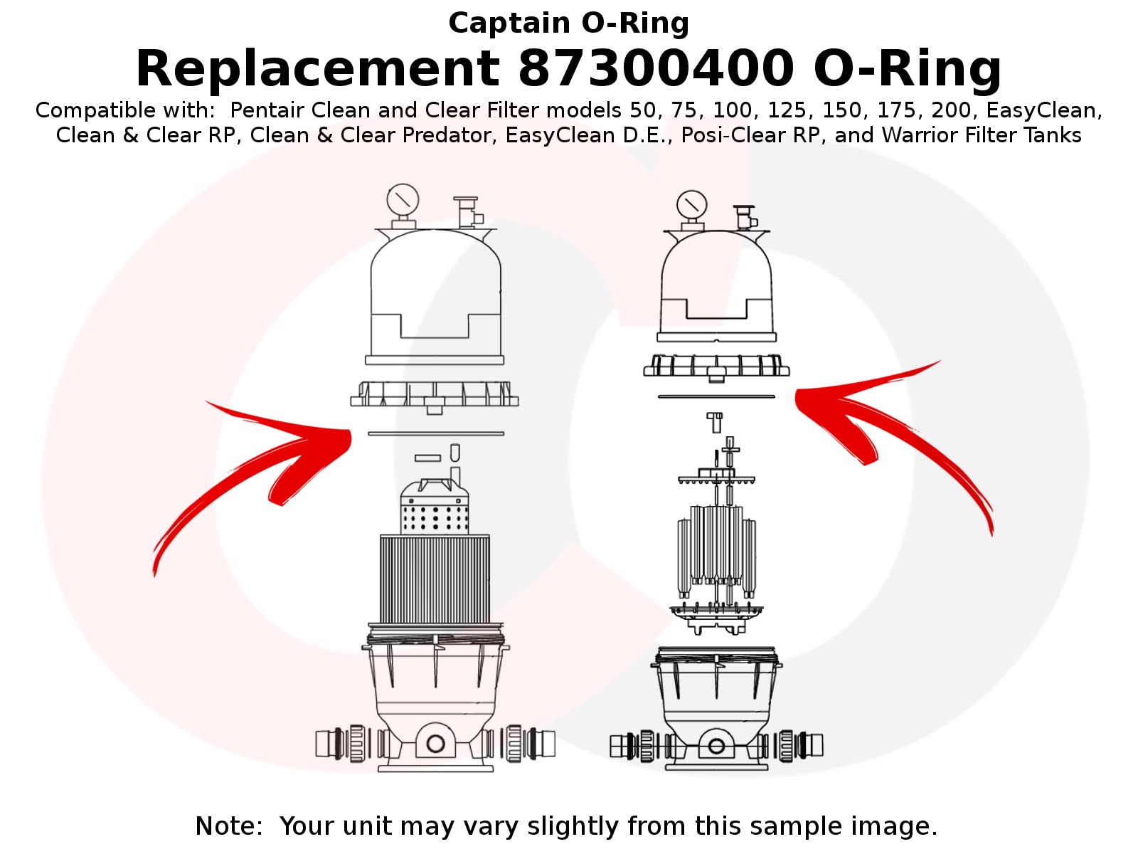 Captain O-Ring – Replacement 87300400 O-Ring Compatible with Pentair Clean & Clear, Predator, EasyClean and Warrior Filter Tank Body (2 Pack)