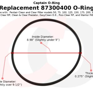 Captain O-Ring – Replacement 87300400 O-Ring Compatible with Pentair Clean & Clear, Predator, EasyClean and Warrior Filter Tank Body (2 Pack)