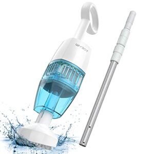 (2023 upgraded) wybot cordless pool vacuum with telescopic pole, handheld rechargeable pool cleaner for deep cleaning with 60 mins runtime, powerful suction, ideal for above ground pools/spas/hot tubs