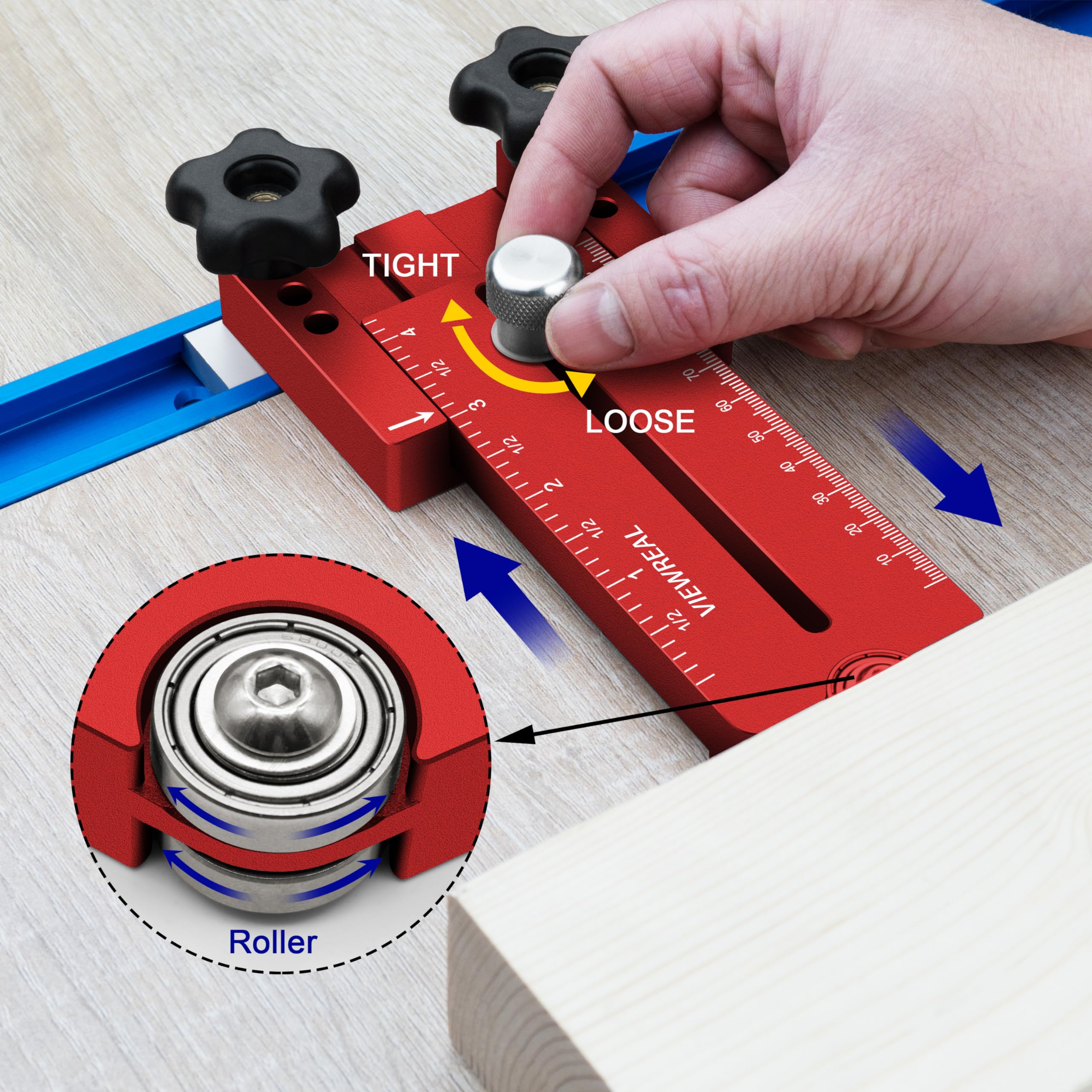 ViewReal Extended Thin Rip Jig Table Saw Band Saw Jig Table Saw Fence Guide Compatible With Most Router Table Band Saw, Table Saw Accessories For Cutting Repetitive Narrow Strips