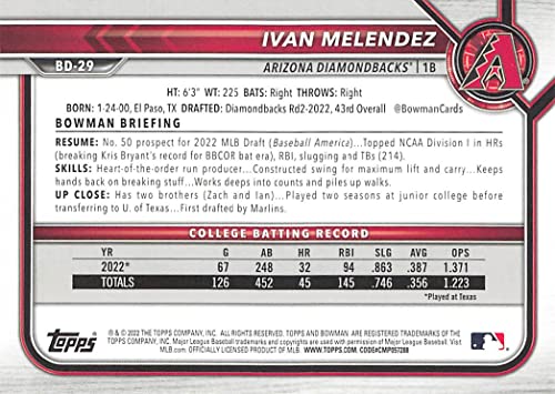2022 Bowman Draft #BD-29 Ivan Melendez