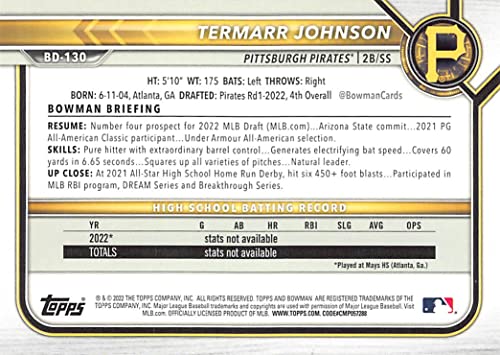 2022 Bowman Draft #BD-130 Termarr Johnson