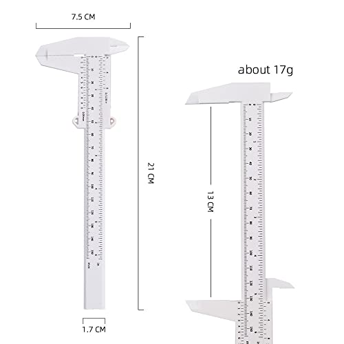 2pcs 6Inch 150mm Mini Caliper Double Scale Plastic Vernier Caliper for Jewelry Sliding Gauge Ruler Measuring Tool Plastic Caliper for School Student, Portable 0-6 Inch Measuring Tools