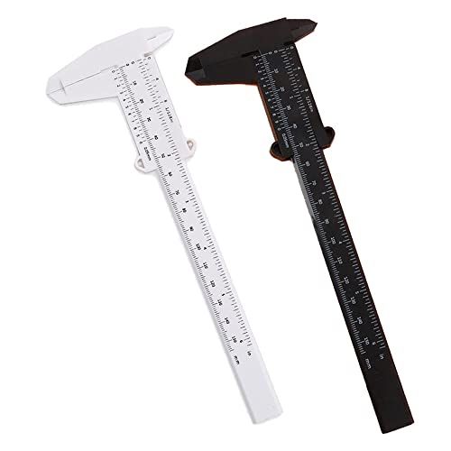 2pcs 6Inch 150mm Mini Caliper Double Scale Plastic Vernier Caliper for Jewelry Sliding Gauge Ruler Measuring Tool Plastic Caliper for School Student, Portable 0-6 Inch Measuring Tools