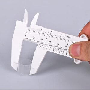 2pcs 6Inch 150mm Mini Caliper Double Scale Plastic Vernier Caliper for Jewelry Sliding Gauge Ruler Measuring Tool Plastic Caliper for School Student, Portable 0-6 Inch Measuring Tools