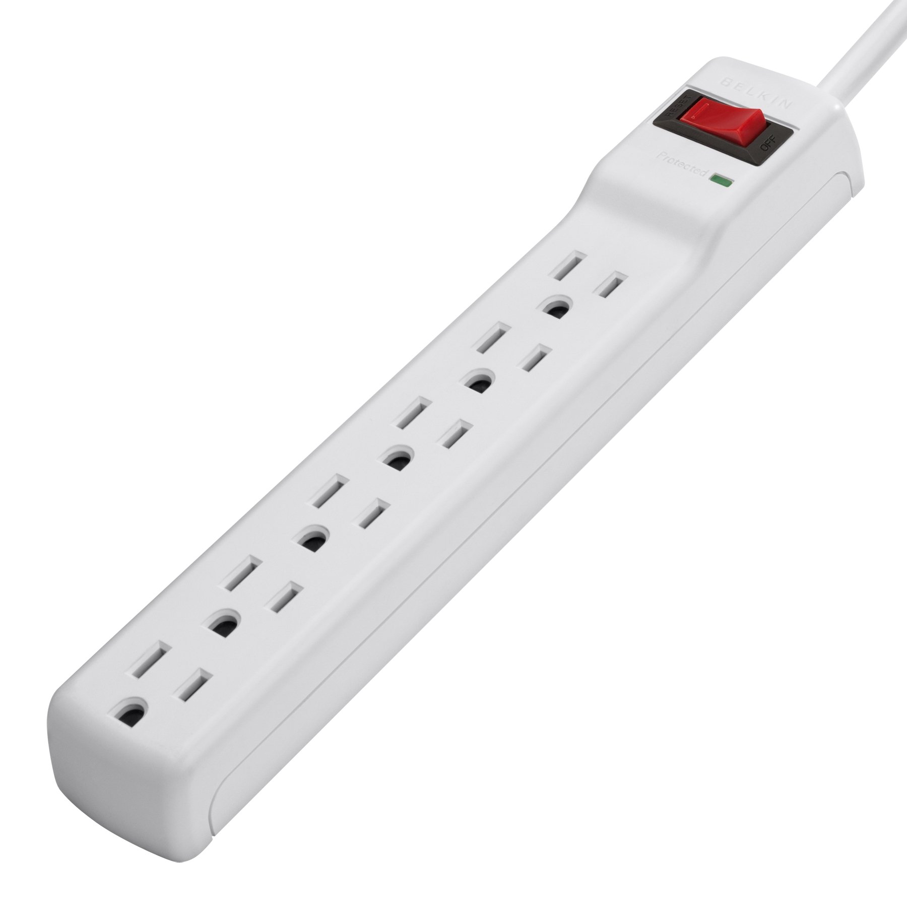 Belkin 6-Outlet Power Strip Surge Protector with 3-Foot Power Cord, 300 Joules (F5C047),White & 1-Outlet Home Series SurgeCube - & Protected Light Indicators for Home White, 1080 Joules