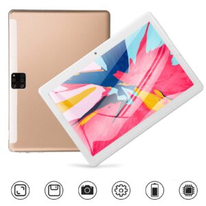 Cuifati 10.1 inch Tablet, 10 Tablets, 10 Core Processor 6GB 128GB 2.4G 5G Dual Band WiFi 8MP 16MP 1960x1080 3300mAh Gold Tablet