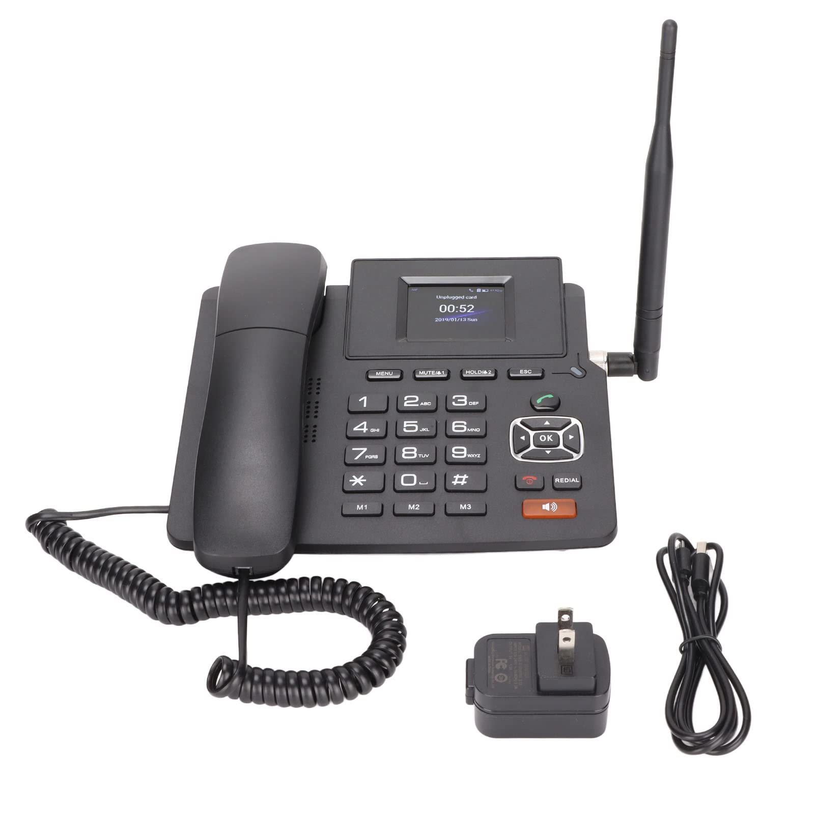 Voip Cordless Phone, VOIP Phone ABS Material 2.4 inch Color Screen for Government Office (US Plug)
