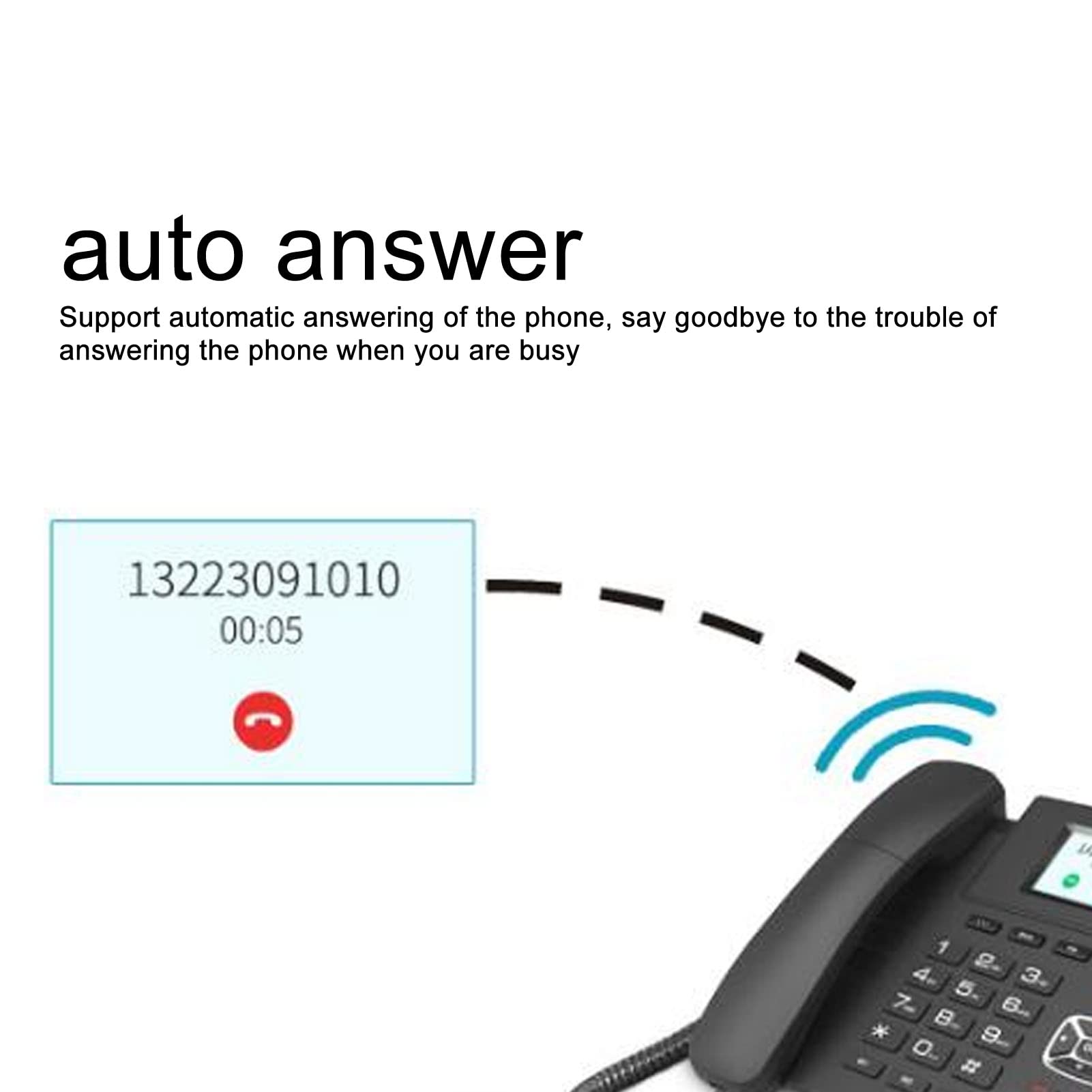 Voip Cordless Phone, VOIP Phone ABS Material 2.4 inch Color Screen for Government Office (US Plug)