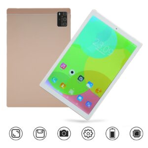 WEYI Gaming Tablet, 100 to 240V Front 5MP Rear 8MP 10.1in Tablet Golden Type C Rechargeable for Home (US Plug)