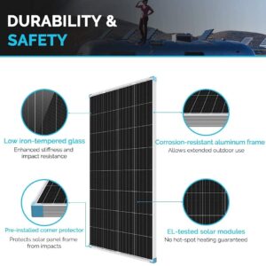 Renogy Solar Panel 175 Watt 12 Volt, High-Efficiency Monocrystalline PV Module Power Charger, 175W, Single & Solar Panel Mounting Z Brackets Lightweight Aluminum Corrosion