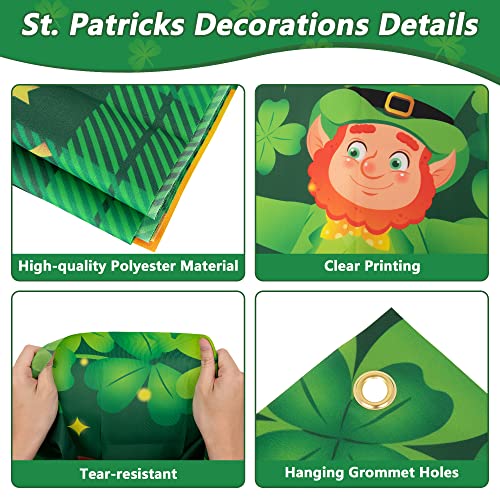 St Patricks Day Decorations, St. Patrick's Day Porch Sign Welcome Banner, Large Lucky Shamrock Clover Photography Backdrop Decor, St Patricks Day Gift for Outdoor Garden Door Parade Party Supplies