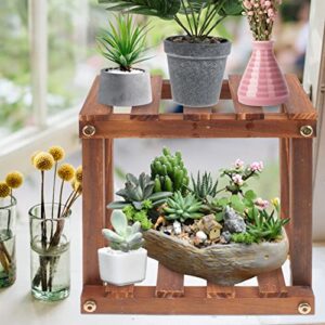 ABOOFAN Wooden Stool Plant Stand Flower Pot Display Shelf Bonsai Rack Decorative Plant Riser Holder for Indoor Home 1 Set