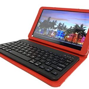 Android Tablet 10" Display 4G LTE Tablets Phone with Dual SIM 32GB + 128GB SD Slot 6000 mAh WiFi GPS Bluetooth Keyboard + Case – Red