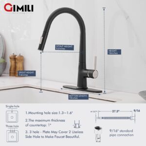 Black Touchless Kitchen Faucet with Soap Dispenser 1270