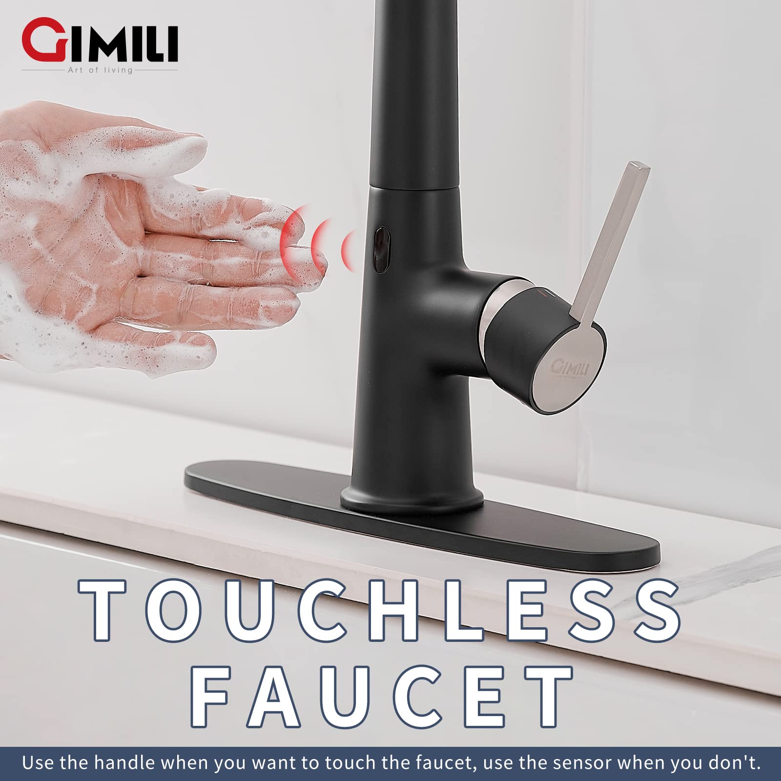 Black Touchless Kitchen Faucet with Soap Dispenser 1270