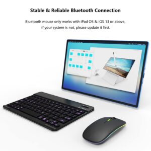 Backlit Bluetooth Keyboard and Mouse Combo for iPad Air Pro Mini Tablet iPhone Android Samsung Smartphone Cell Phone Rechargeable Ultra Slim Wireless Keyboard Mouse Portable iPadOS 13 & Above (Black)