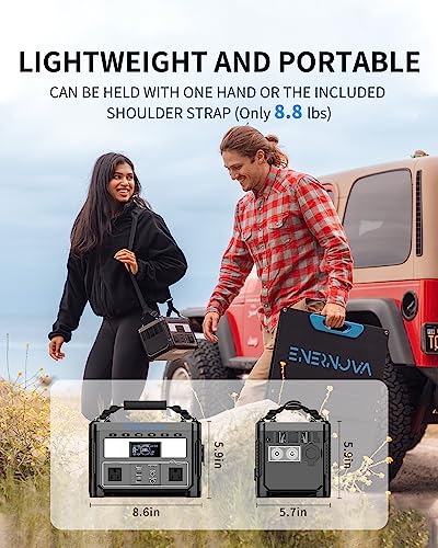 Enernova ETA Solar Generator with 1 * 80W Solar Panel, 600W Portable Power Station for Home Backup, Camping, RV, Outdoors, Off-Grid