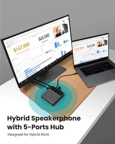 HiDock Conference Speaker and Microphone, 360° Enhanced Voice Pickup & Noise Cancelling Speakerphone, Conference Room Omnidirectional Microphone, Conference Speaker with Mute for Home Office