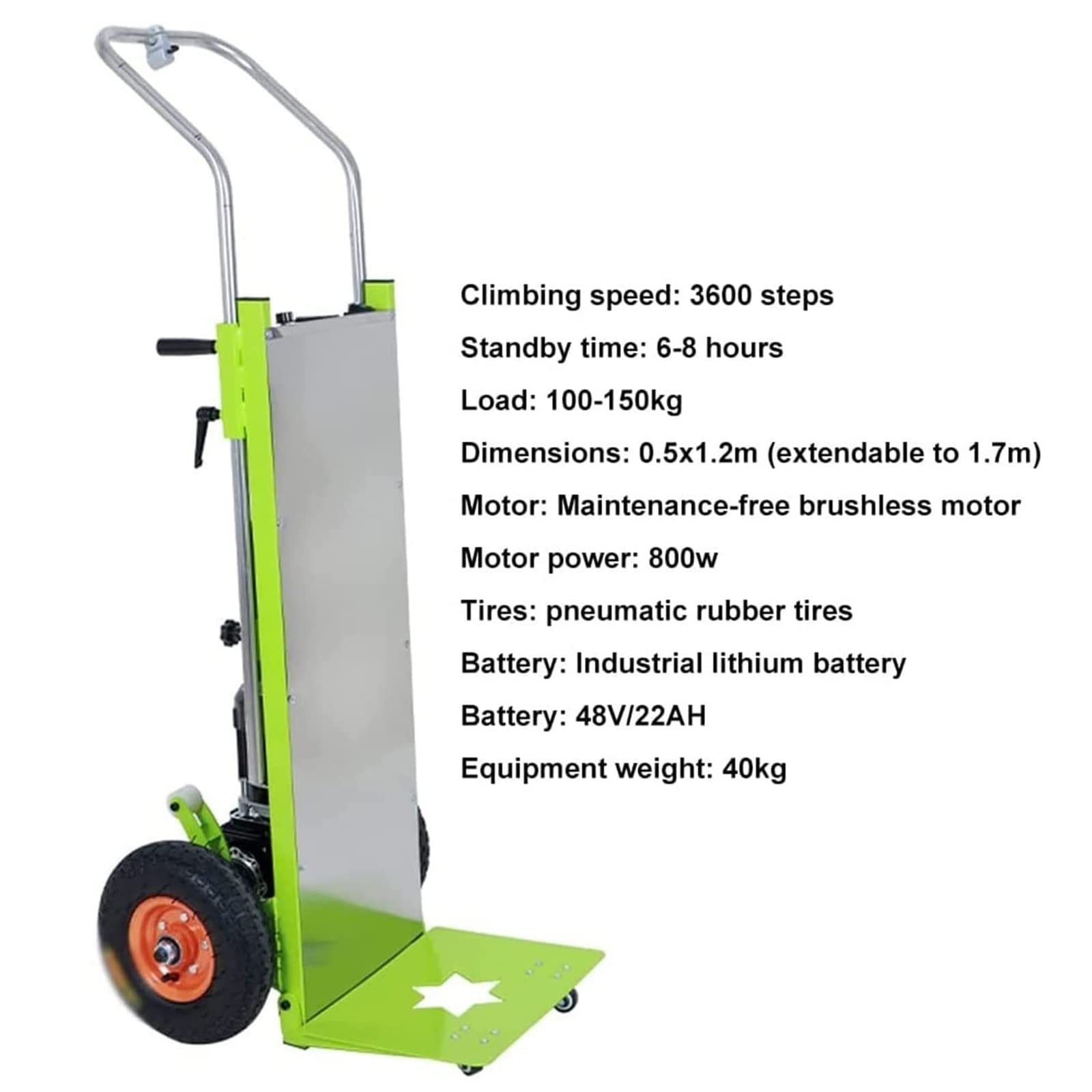 YESYUE Stairclimber Sack Truck Electric Sack Trolley, Stair Climbing and Descending with 150Kg Load, Trolley with 800W Brushless Motor and Removable 48V / 22AH Battery Pack