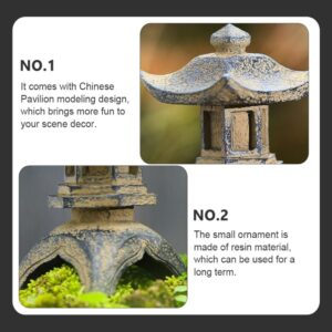 Yardwe Miniature Pagoda Statue Zen Garden Pagoda Mini Pavilion Pagoda for Chinese Japanese Micro Landscape Plant Pot Bonsai Aquarium Decoration