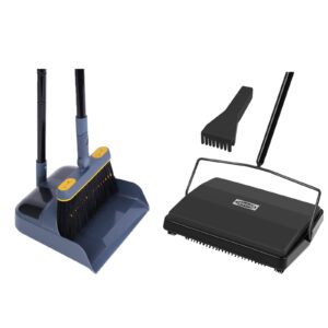 jehonn carpet floor sweeper manual with horsehair, broom and dustpan set for home