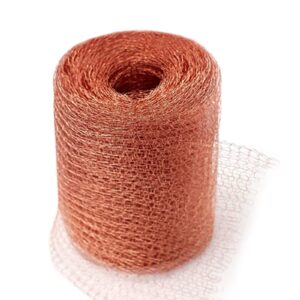 copper mesh roll for mice rat rodent repellent, sturdy anti-snail trap woven copper wire shielding filter garden yard, copper wool mouse trap for bat snail bird control with packing tool (5in*3m)