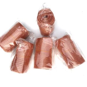 Copper Mesh Roll for Mice Rat Rodent Repellent, Sturdy Anti-Snail Trap Woven Copper Wire Shielding Filter Garden Yard, Copper Wool Mouse Trap for Bat Snail Bird Control with Packing Tool (5in*3m)