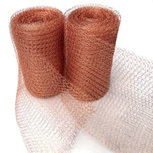 Copper Mesh Roll for Mice Rat Rodent Repellent, Sturdy Anti-Snail Trap Woven Copper Wire Shielding Filter Garden Yard, Copper Wool Mouse Trap for Bat Snail Bird Control with Packing Tool (5in*3m)