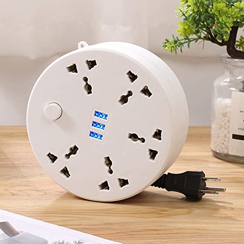 MIANHT Power Strip with 3 USB Ports - Travel Power Strip, 6.56Ft Extension Cord with 5-Outlet, Ultra-Compact Wide Spaced Multi Outlets Plugs Sockets, for Room, Work