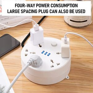 MIANHT Power Strip with 3 USB Ports - Travel Power Strip, 6.56Ft Extension Cord with 5-Outlet, Ultra-Compact Wide Spaced Multi Outlets Plugs Sockets, for Room, Work