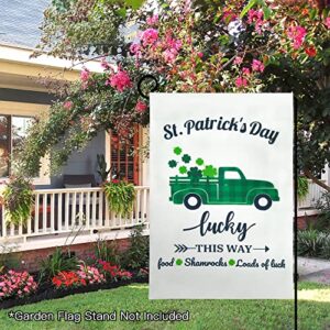 St Patricks Day Garden Flag St.patrick's Day Decorations Lucky and Blessed Shamrock Outdoor Double Sided Garden Flag Clover Home Lawn Decor Decoration 12 x 18 Inch 2Pcs