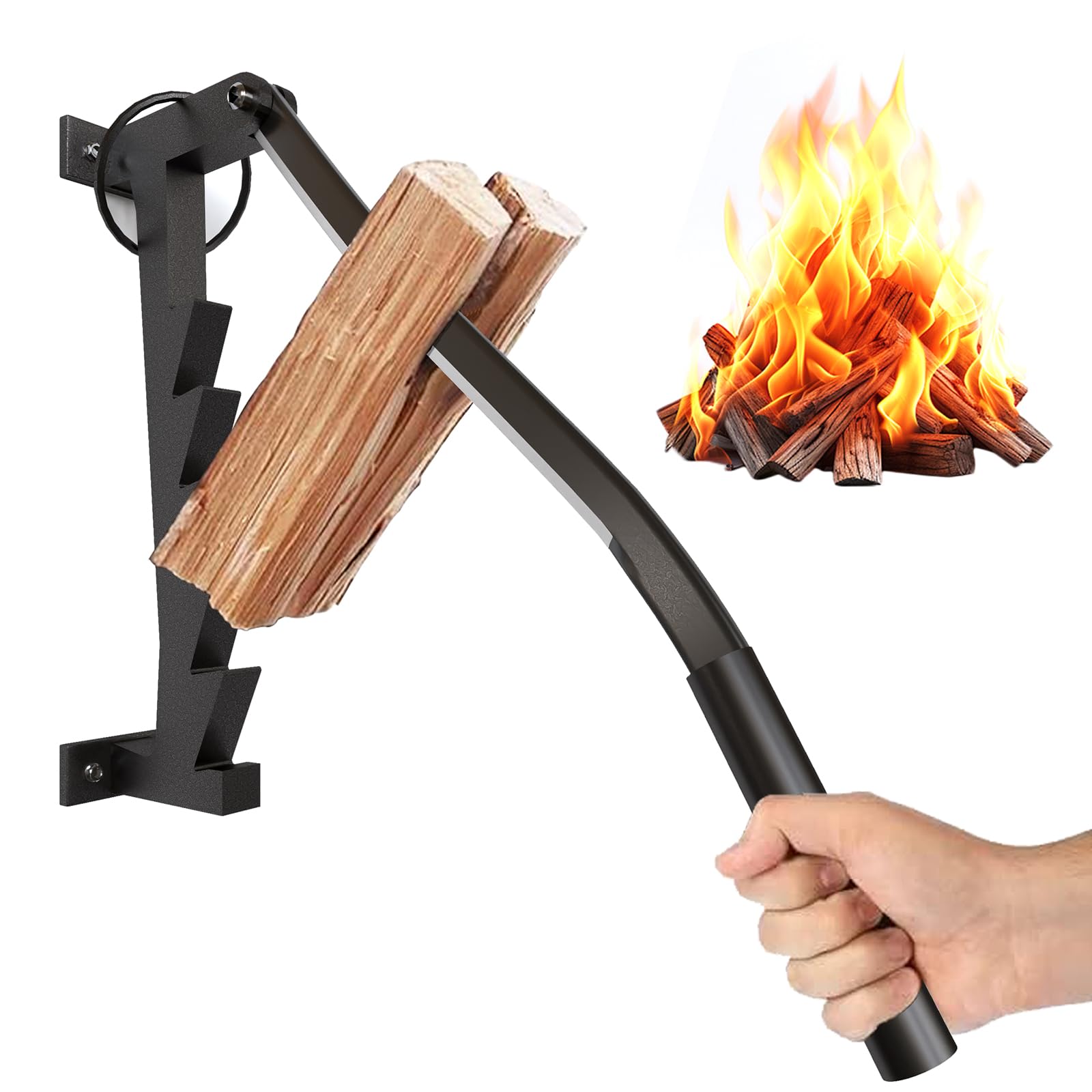 TUSAUW Wall Mounted Firewood Kindling Splitter Softwood Splitter Portable Manual Fire Wood Kindling Splitter for Indoor or Outdoor Firewood Kindling Splitter Wall Mounted Kindling Maker Wood Splitter