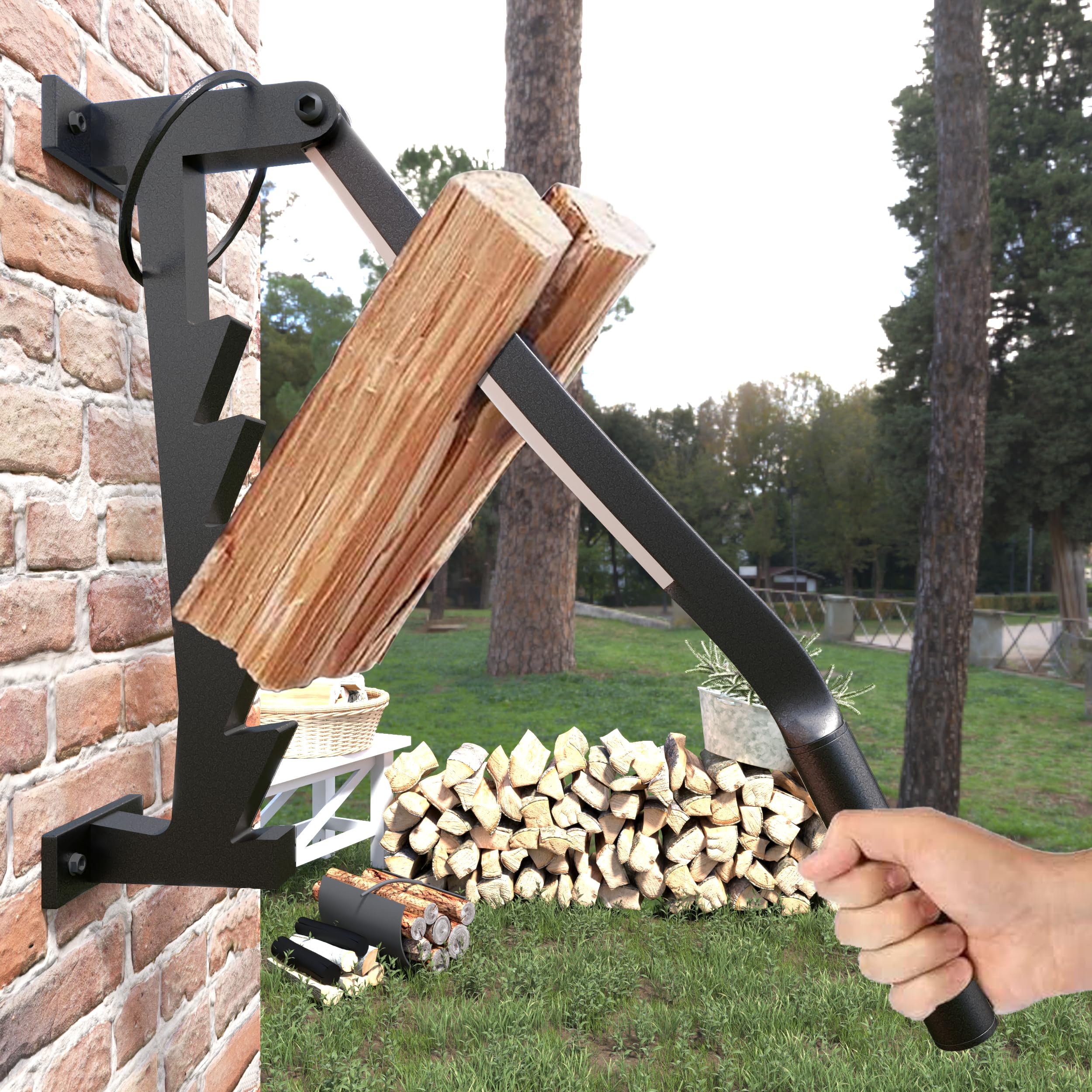 TUSAUW Wall Mounted Firewood Kindling Splitter Softwood Splitter Portable Manual Fire Wood Kindling Splitter for Indoor or Outdoor Firewood Kindling Splitter Wall Mounted Kindling Maker Wood Splitter