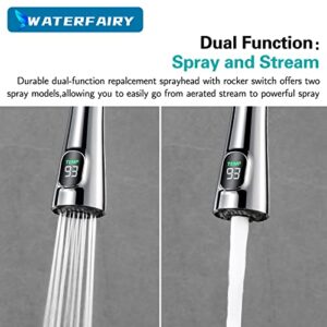 Kitchen Faucet Head Replacement, Pull Down Kitchen Faucet Sprayer Head Replacement, Faucet Head for Kitchen Sink Sprayer Replacement with Hydroelectric Tap Spout for G1/2 Connector, Chrome Plated