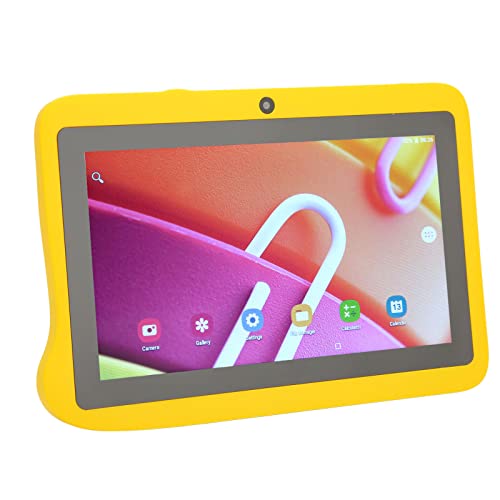 HD Tablet, 4GB 32GB Kids Tablet 2.4G 5G WiFi US Plug 100-240V 8 Core for Reading for 10.0 (Yellow)