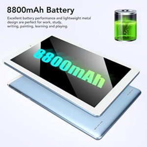 Rendon Tablet PC, Tablet 10.1 Inch 8800mAh 2.4G 5G Dual Band Blue Compatible with 11.0 (US Plug)