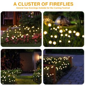YOEEN 4 Pack Solar Garden Lights, New Upgraded 8 LED Firefly Waterproof Solar Powered High Flexibility Swaying Outdoor Lights for Pathway Yard Walkway Patio Decoration, Warm White
