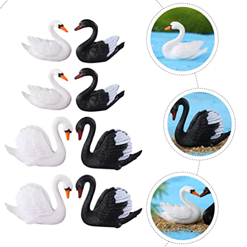 ARTIBETTER 8pcs Swan Micro Landscape Swan Miniature Mini Swan Figurines Black Swan Figurine Garden Swan Statue Swan Cake Decoration Plastic Animals Wildlife Figurines Doll PVC Lovers Desktop