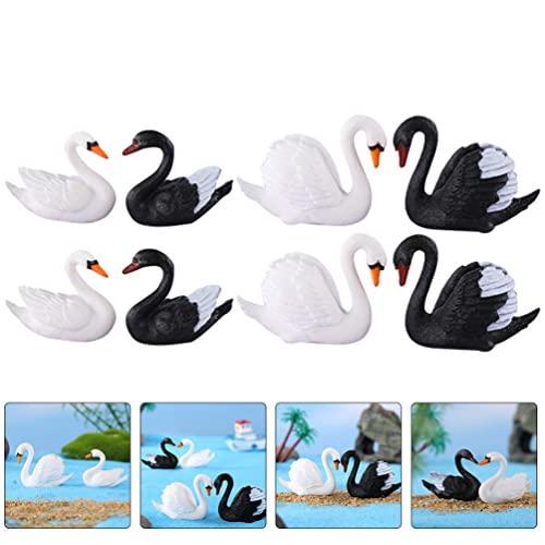 ARTIBETTER 8pcs Swan Micro Landscape Swan Miniature Mini Swan Figurines Black Swan Figurine Garden Swan Statue Swan Cake Decoration Plastic Animals Wildlife Figurines Doll PVC Lovers Desktop