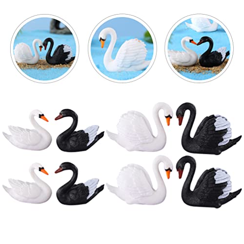 ARTIBETTER 8pcs Swan Micro Landscape Swan Miniature Mini Swan Figurines Black Swan Figurine Garden Swan Statue Swan Cake Decoration Plastic Animals Wildlife Figurines Doll PVC Lovers Desktop