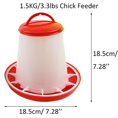 GMKWAN Chick Feeder and Waterer Set, 3.3lb Chick Feeder & 1L Chick Waterer, Lightweight and Hangable Chick Feeder for Backyard Chicken Keepers