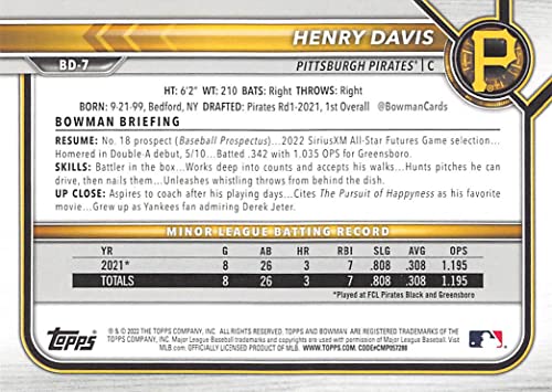 2022 Bowman Draft #BD-7 Henry Davis